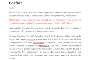 Non dire mai "Forfait": è una parola che costa cara